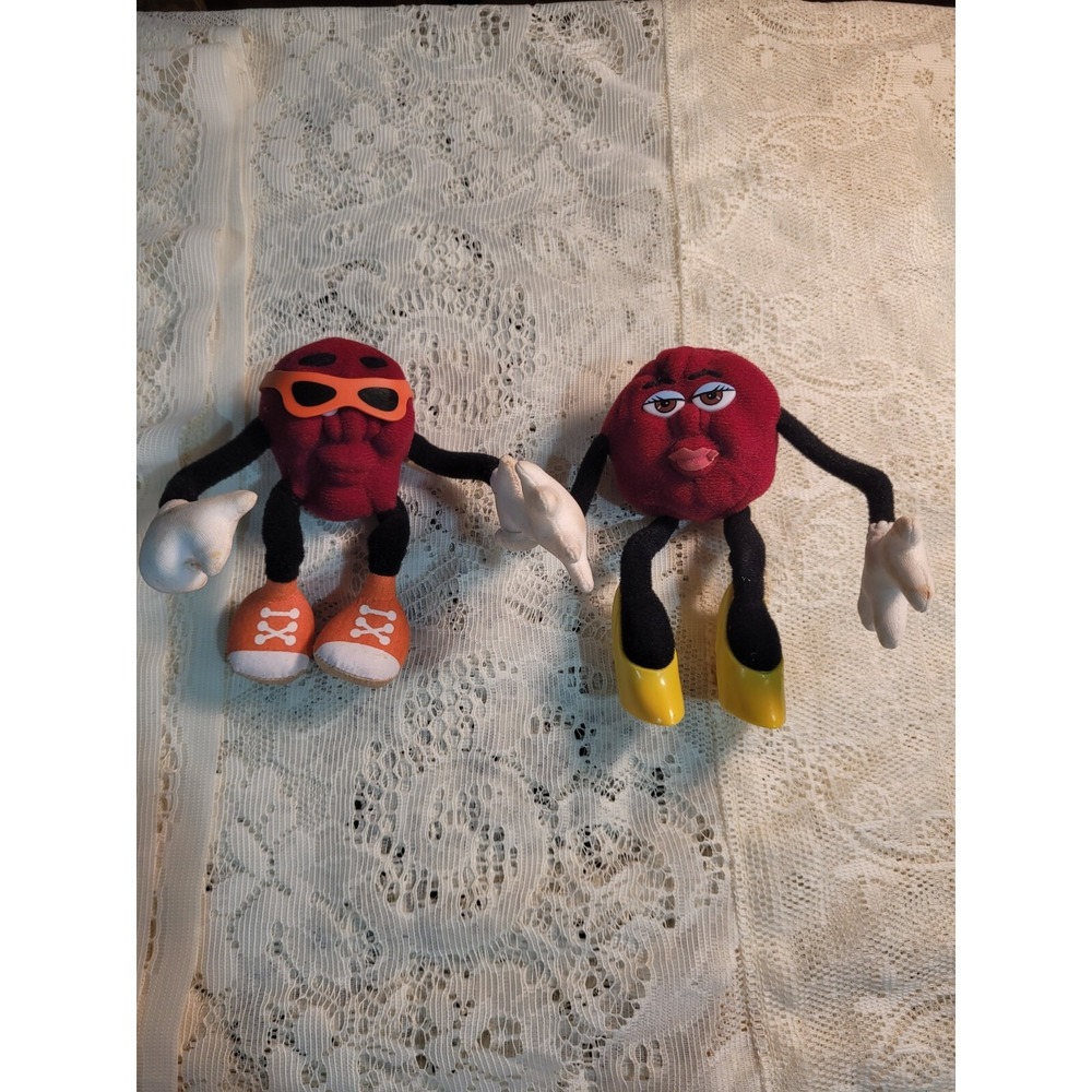 Vtg California Raisins 1988 Applause  Bendable Plush Figures Lot of 2 Hardee's